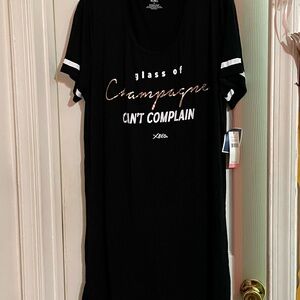 XOXO Black Nightshirt with White and Gold Accents